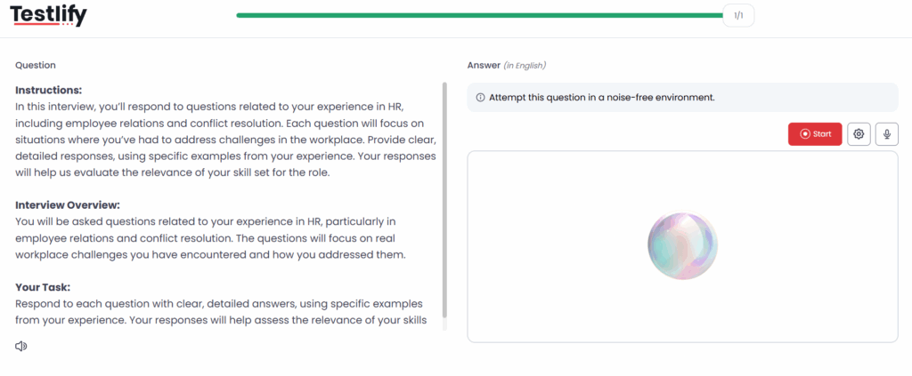 Image of Testlify's Voice AI interviewing tool
