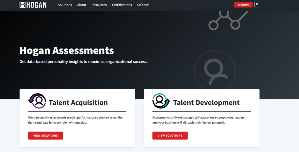 Image of Hogan Assessments which is one of the best candidate screening tools for recruiters