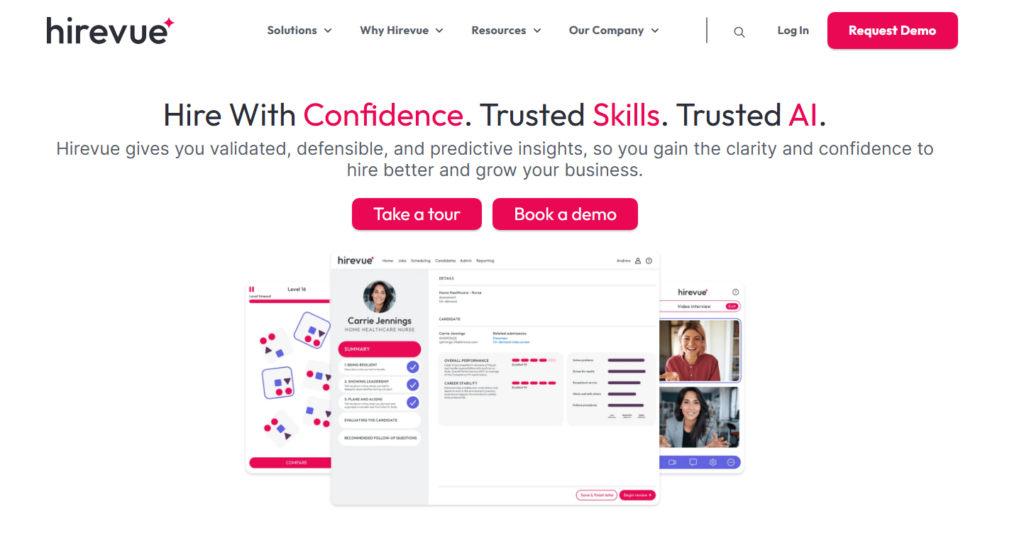 Image of Hirevue which is one of the best candidate screening tools for recruiters