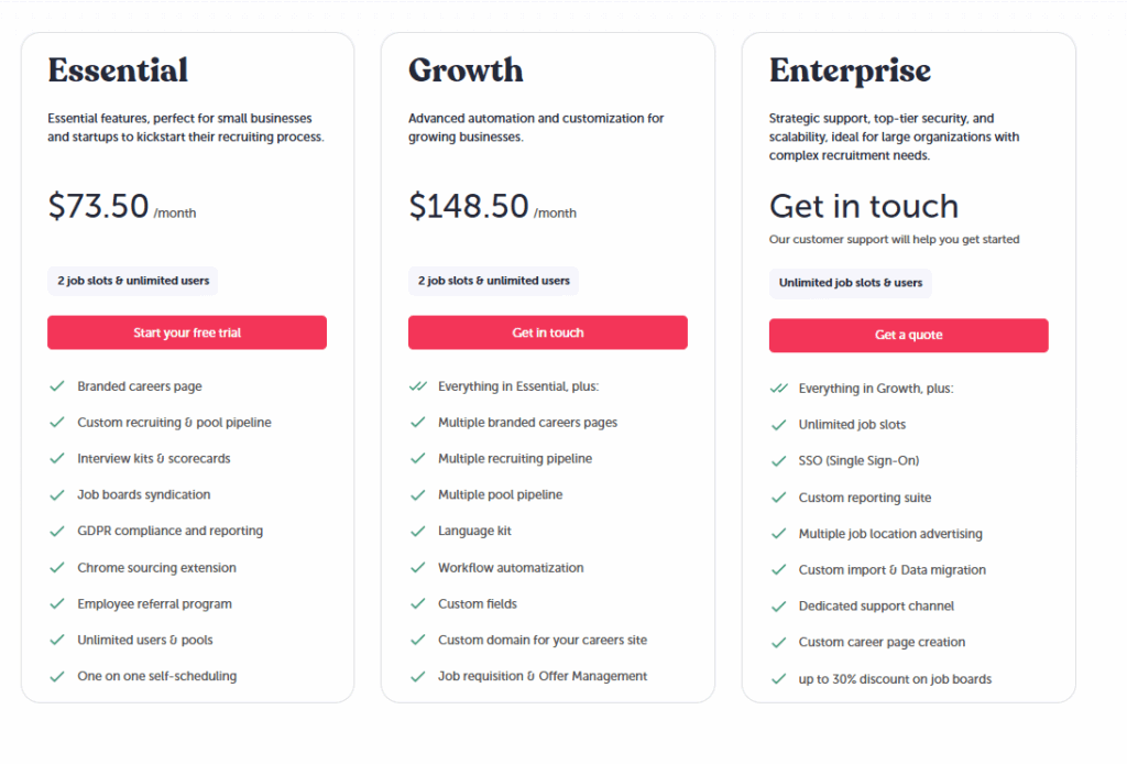 TalentLyft pricing plans