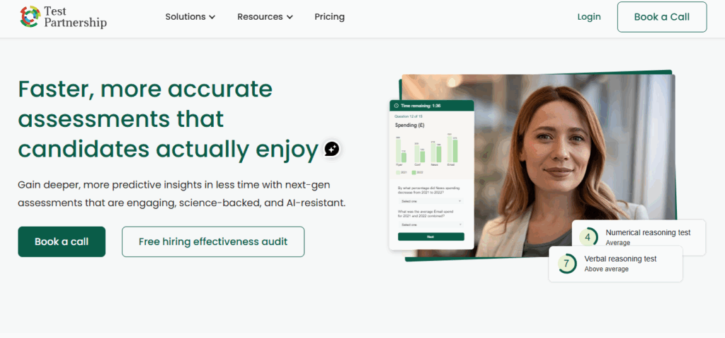 Image of Test Partnership homepage which is one of the best Equip alternatives