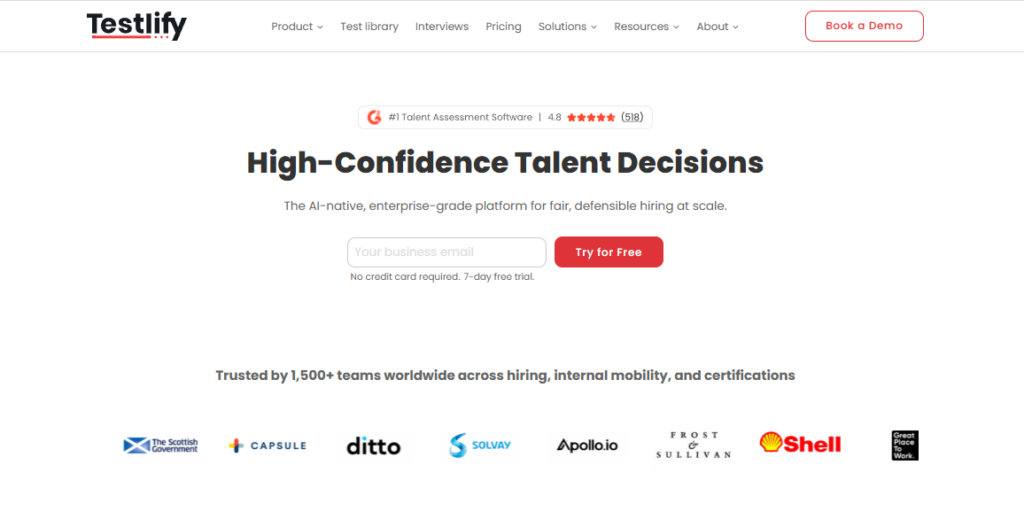 Image of Testlify homepage