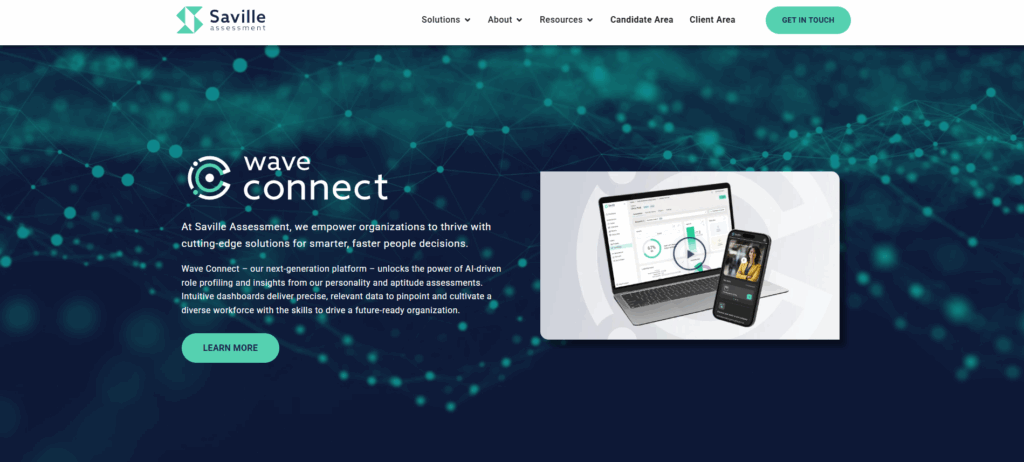 Image of Saville assessment homepage which is considered as one of the best Criteria Corp alternatives