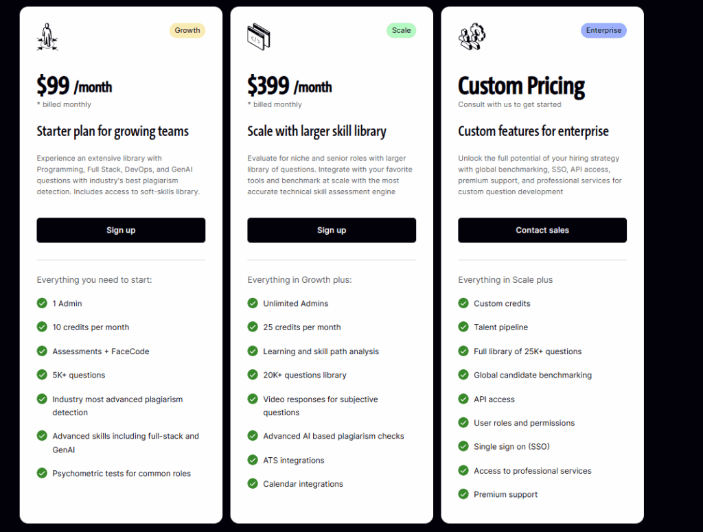 HackerEarth pricing plans