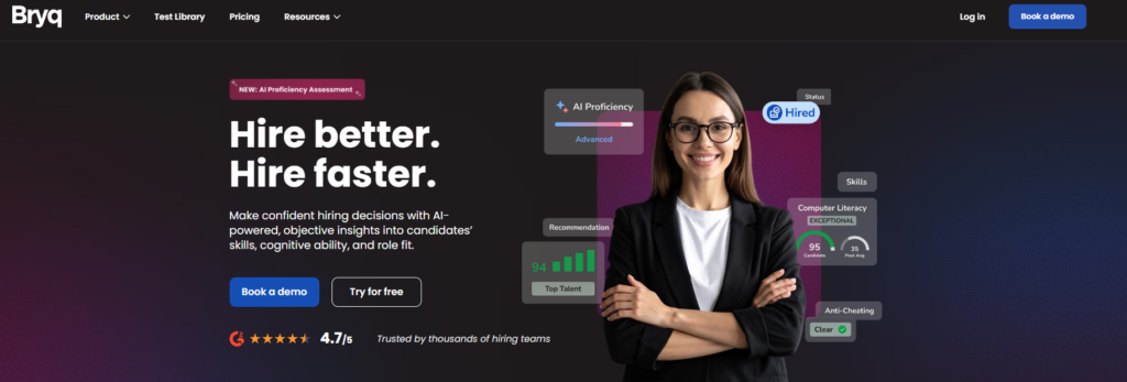 Image of Byrq homepage which is a campus hiring tool