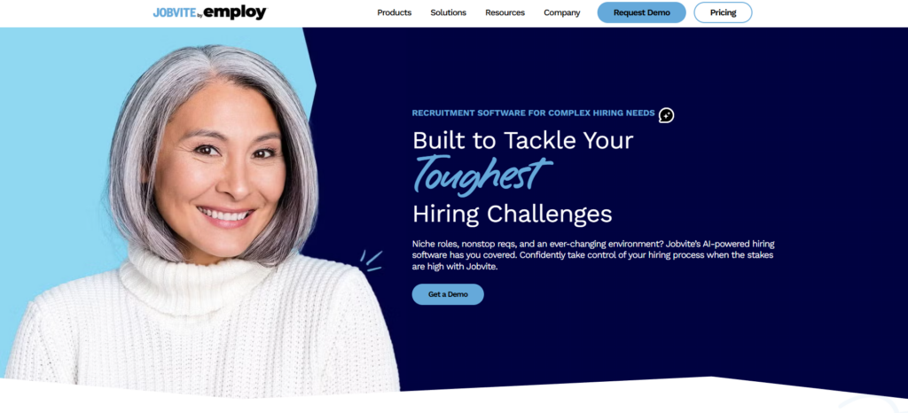 Image of the Jobvite homepage which is an employee referral tool that can be used as a part of your candidate sourcing efforts