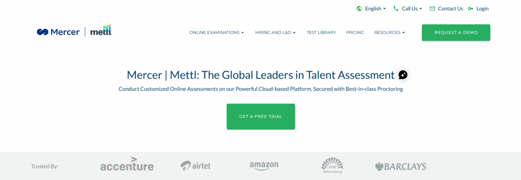 Image of Mercer Mettl homepage which is one of the best Sova alternatives