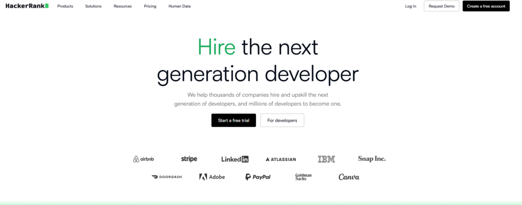 Image of HackerRank which is a coding assessment platform for technical hiring