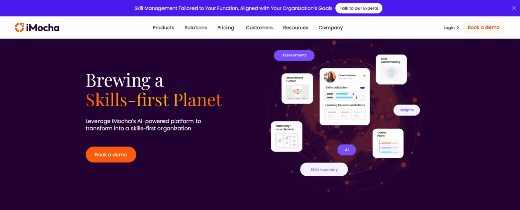 Image of the homepage of iMocha: #1 Skills Assessment & Skills Intelligence Platform and is one of the best Total Testing alternatives