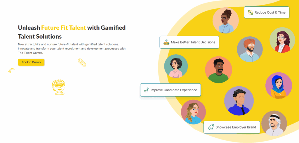 Image of the Talent Games homepage which is a gamified assessment platform and one of the best Testello alternatives