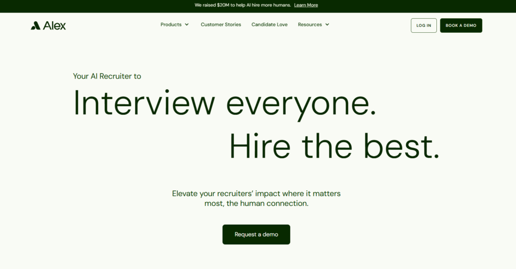 Image of Alex AI homepage