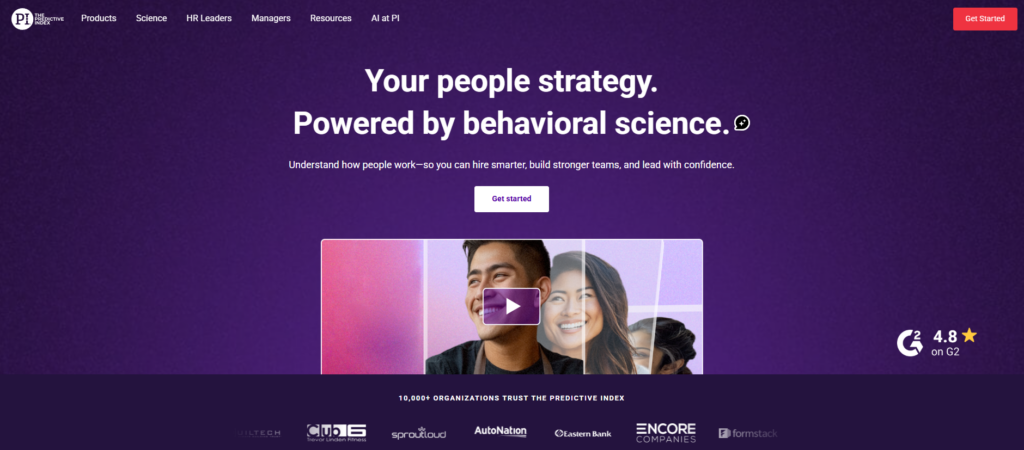 Image of Predictive Index homepage which is one of the best iMocha alternatives