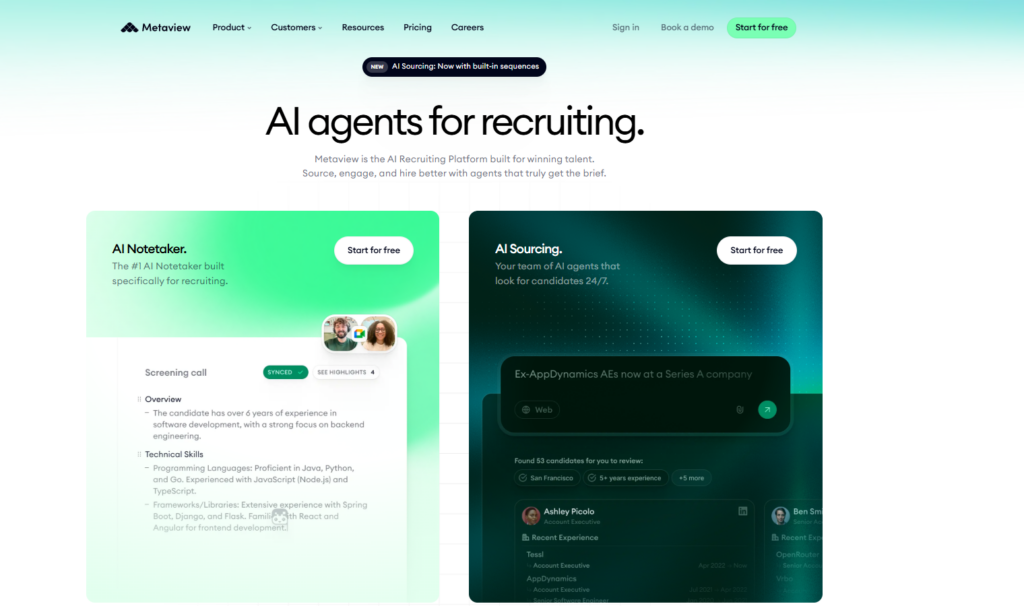 Metaview homepage