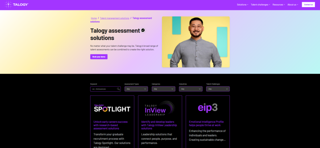 Image of Talogy homepage which is one of the best Codility alternatives