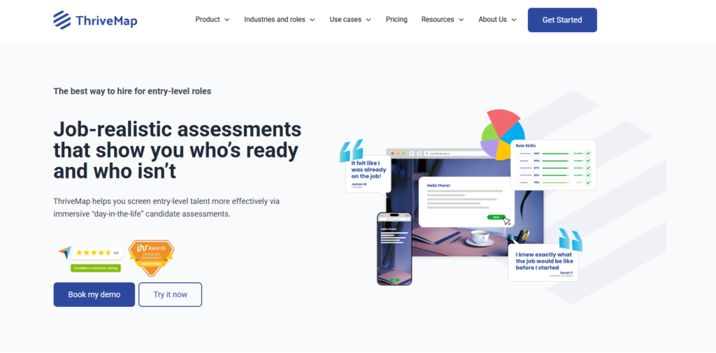 Image of ThriveMap homepage which is one of the e-skill alternatives