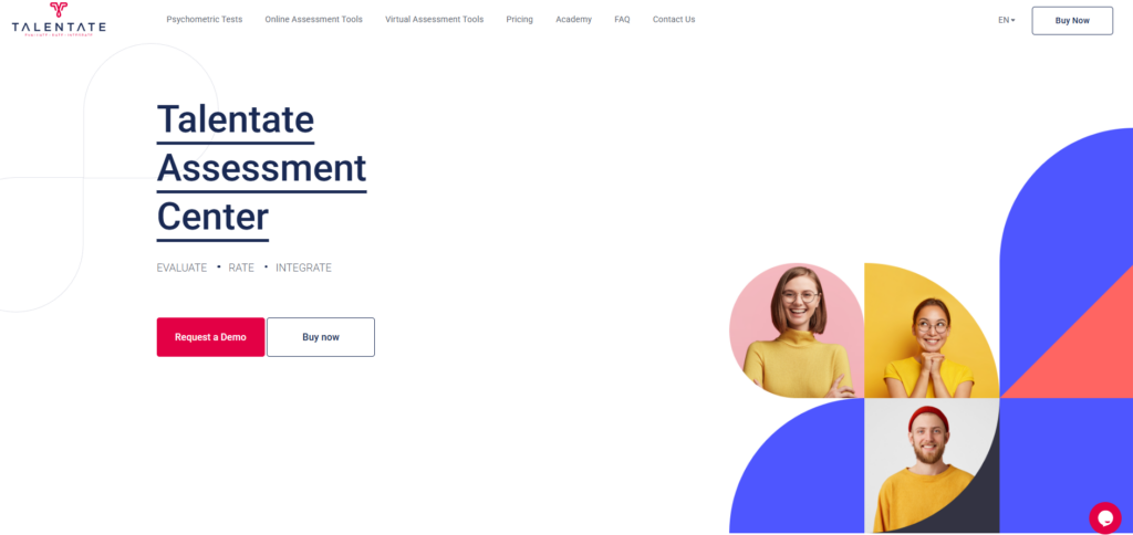 Image of Talentate homepage which is one of the e-skill alternatives