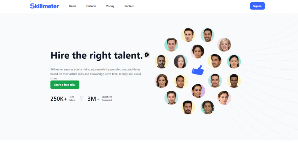Image of Skillmeter homepage which is one of the e-skill alternatives