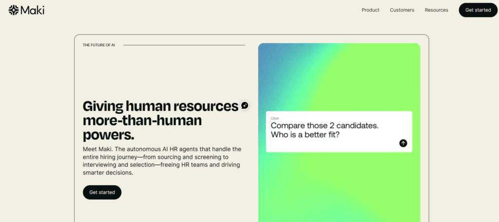 Image of Maki people homepage which is one of the best Saville alternatives