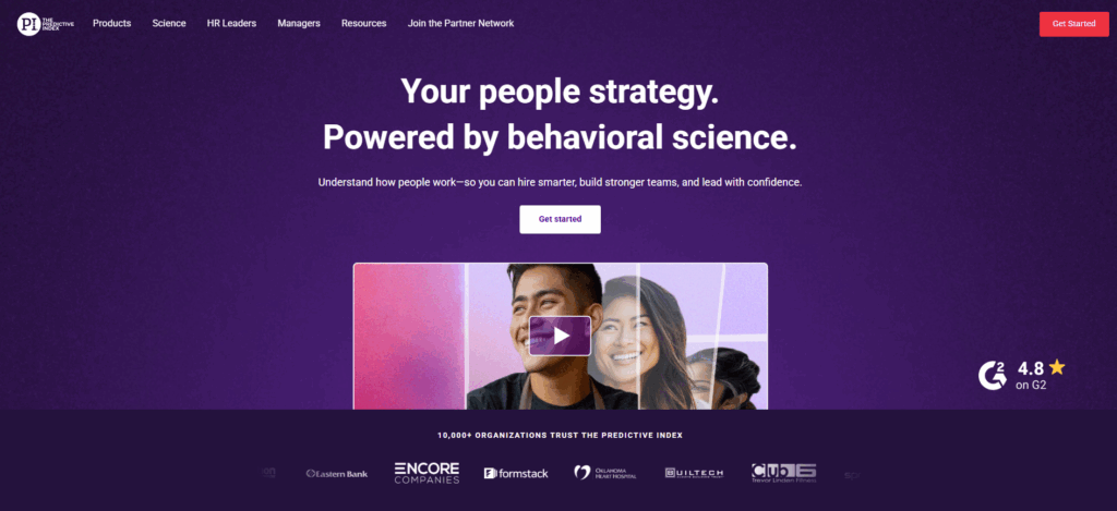 Image of Predictive Index homepage which is one of the best Equip alternatives