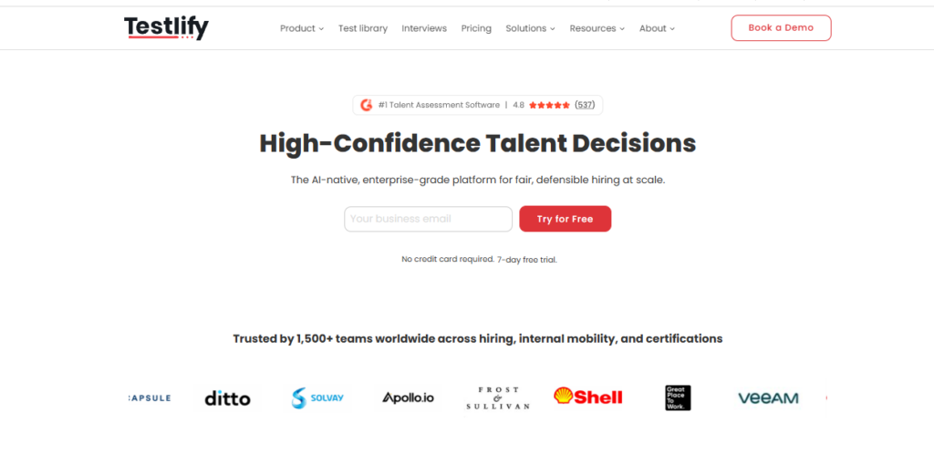 Image of Testlify homepage