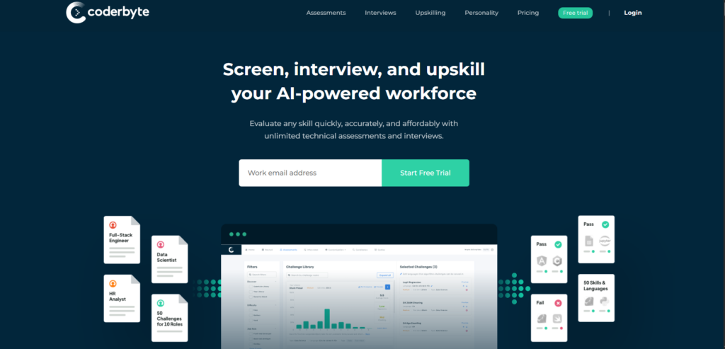 Image of coderbyte homepage which is a HackerRank alternative used by recruiters in 2026