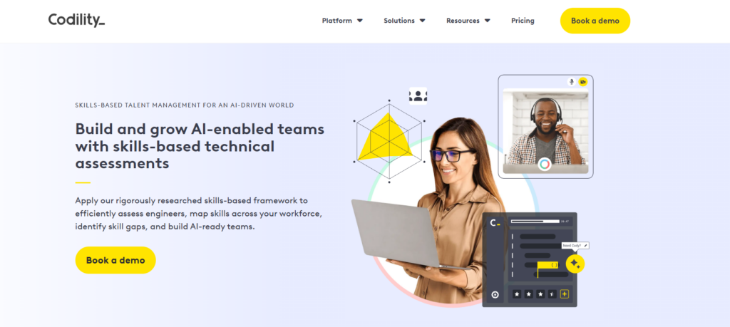 Image of Codility homepage which is a HackerRank alternative used by recruiters in 2026