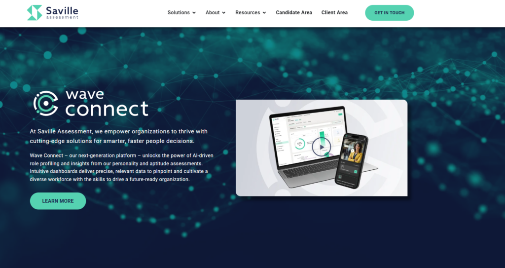 Image of Saville homepage which is a HackerRank alternative used by recruiters in 2026