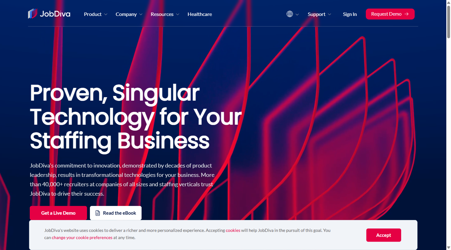 JobDiva homepage hero