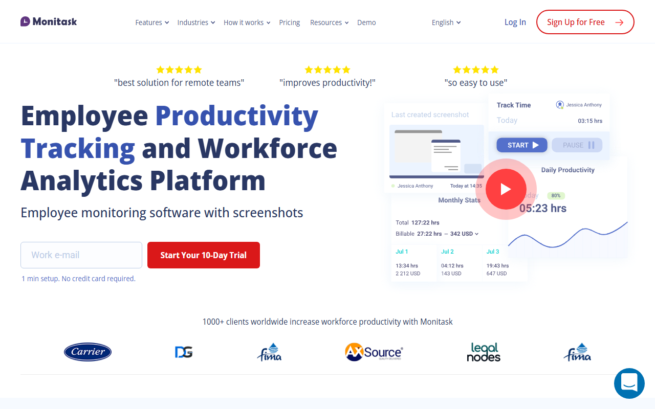 Monitask homepage hero