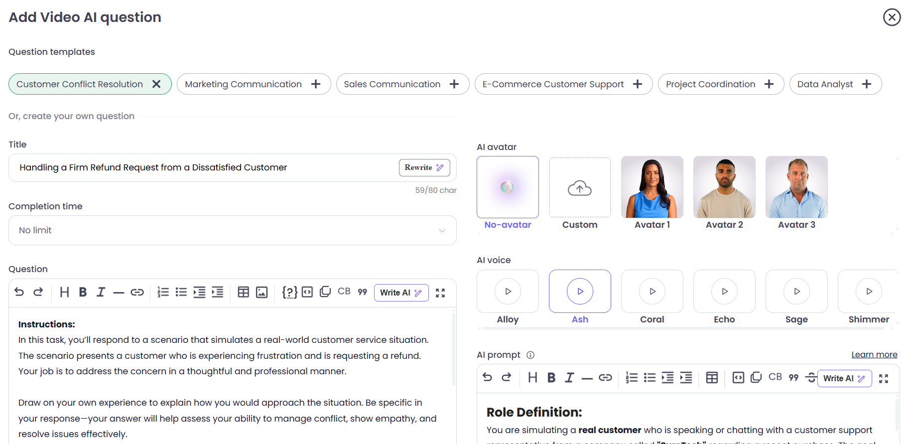 Testlify Conversational AI video interviews