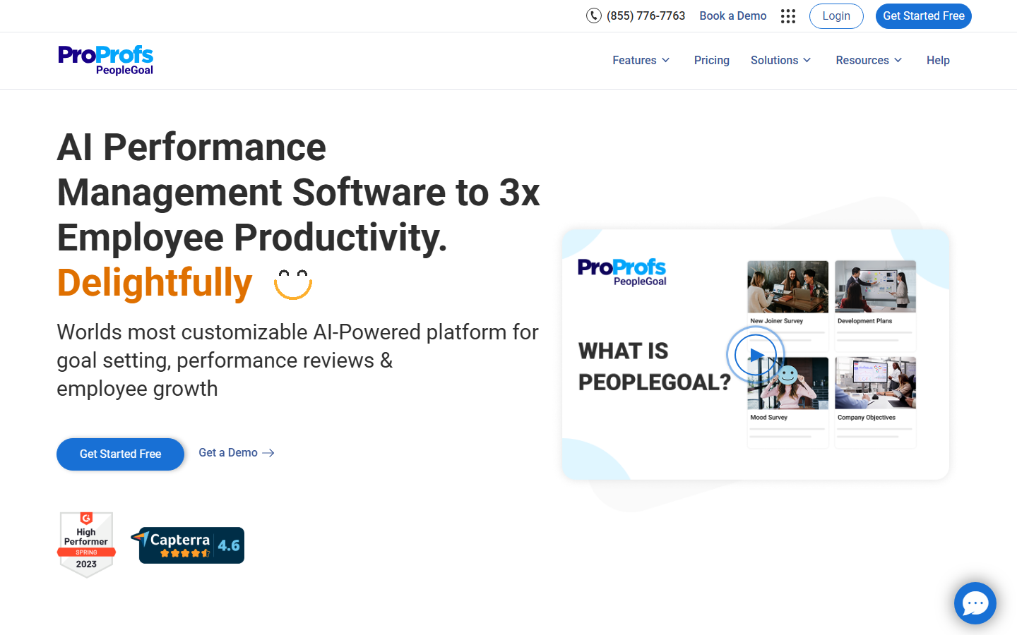 PeopleGoal performance management platform homepage