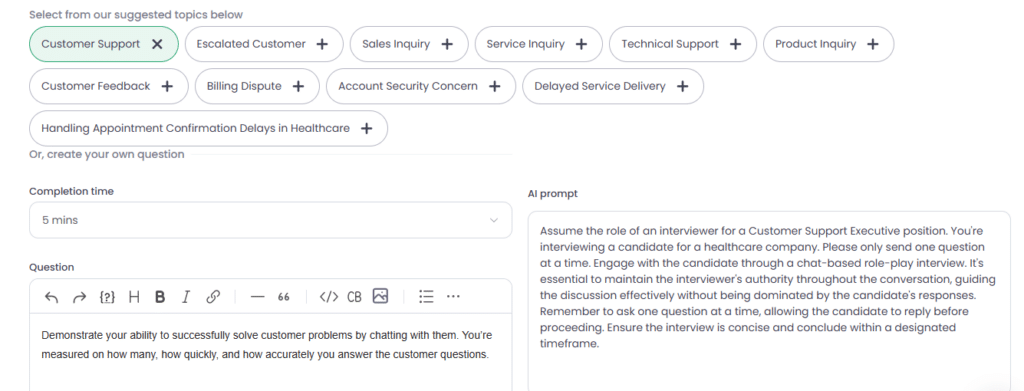 Prompt generation for recruitment chatbot simulation