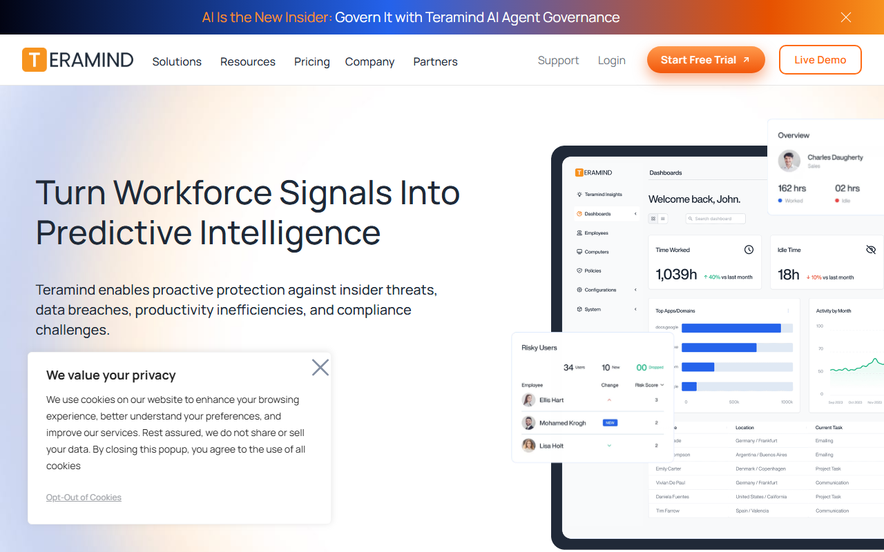 Teramind homepage hero