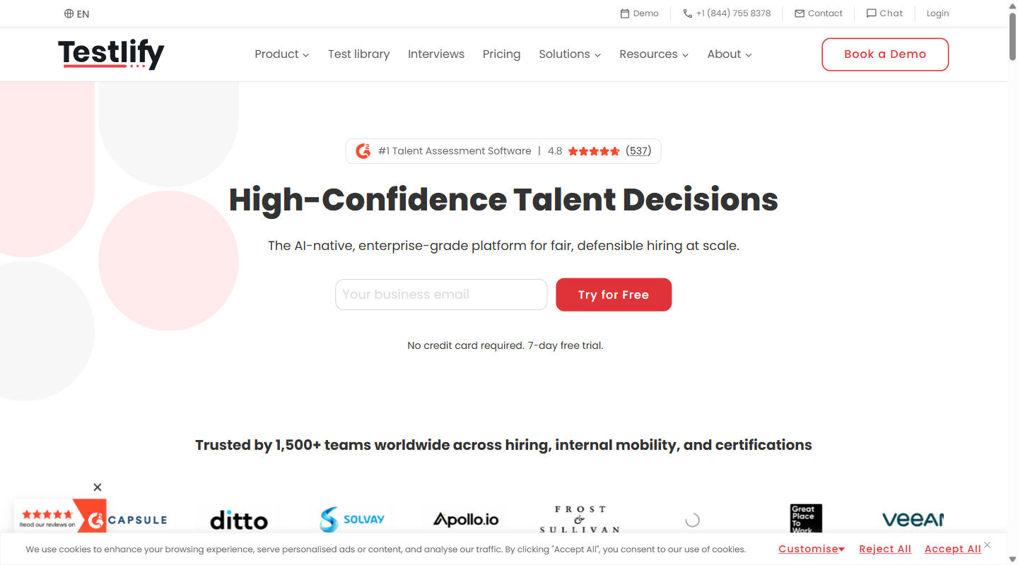 Testlify homepage hero