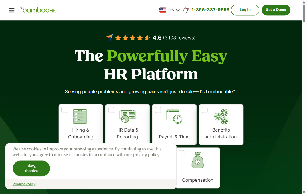 BambooHR HR and workforce management homepage