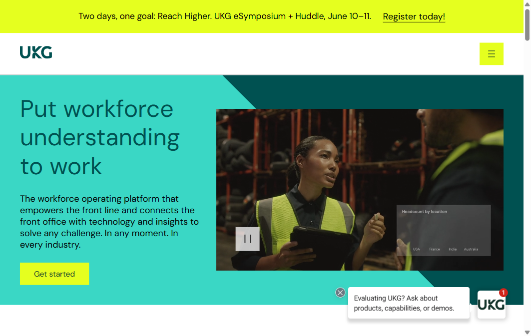 UKG Pro workforce management software homepage
