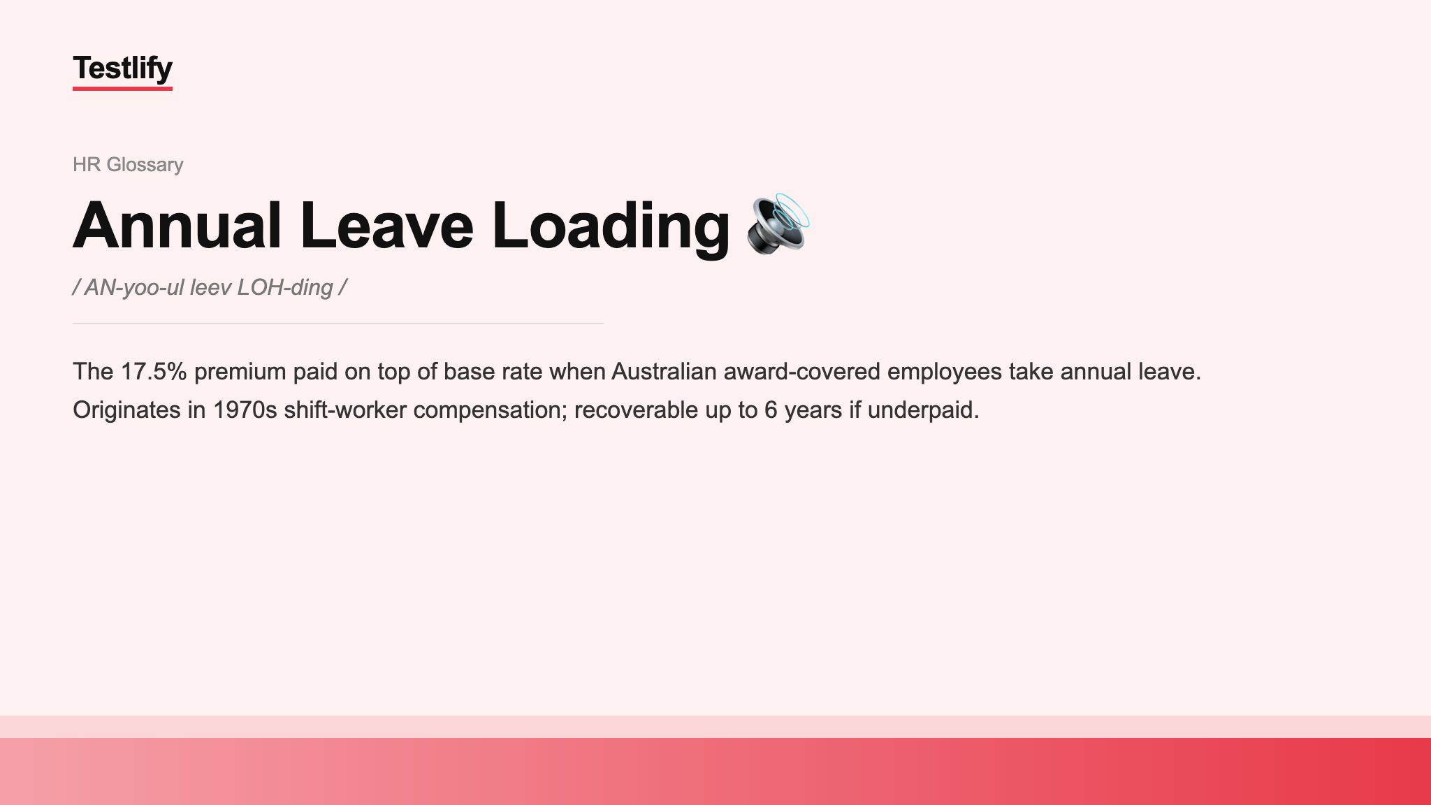 Image showing the meaning of Annual Leave Loading