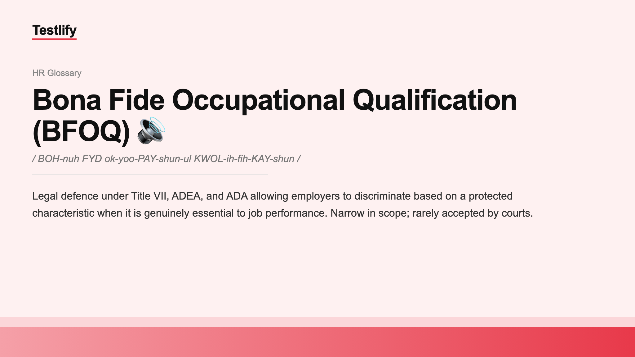 Image showing the meaning of Bona Fide Occupational Qualification (BFOQ)