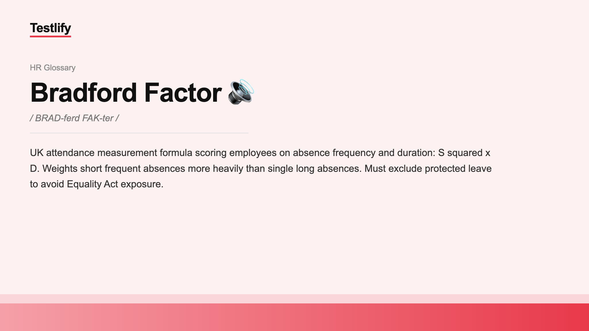 Image showing the meaning of Bradford Factor