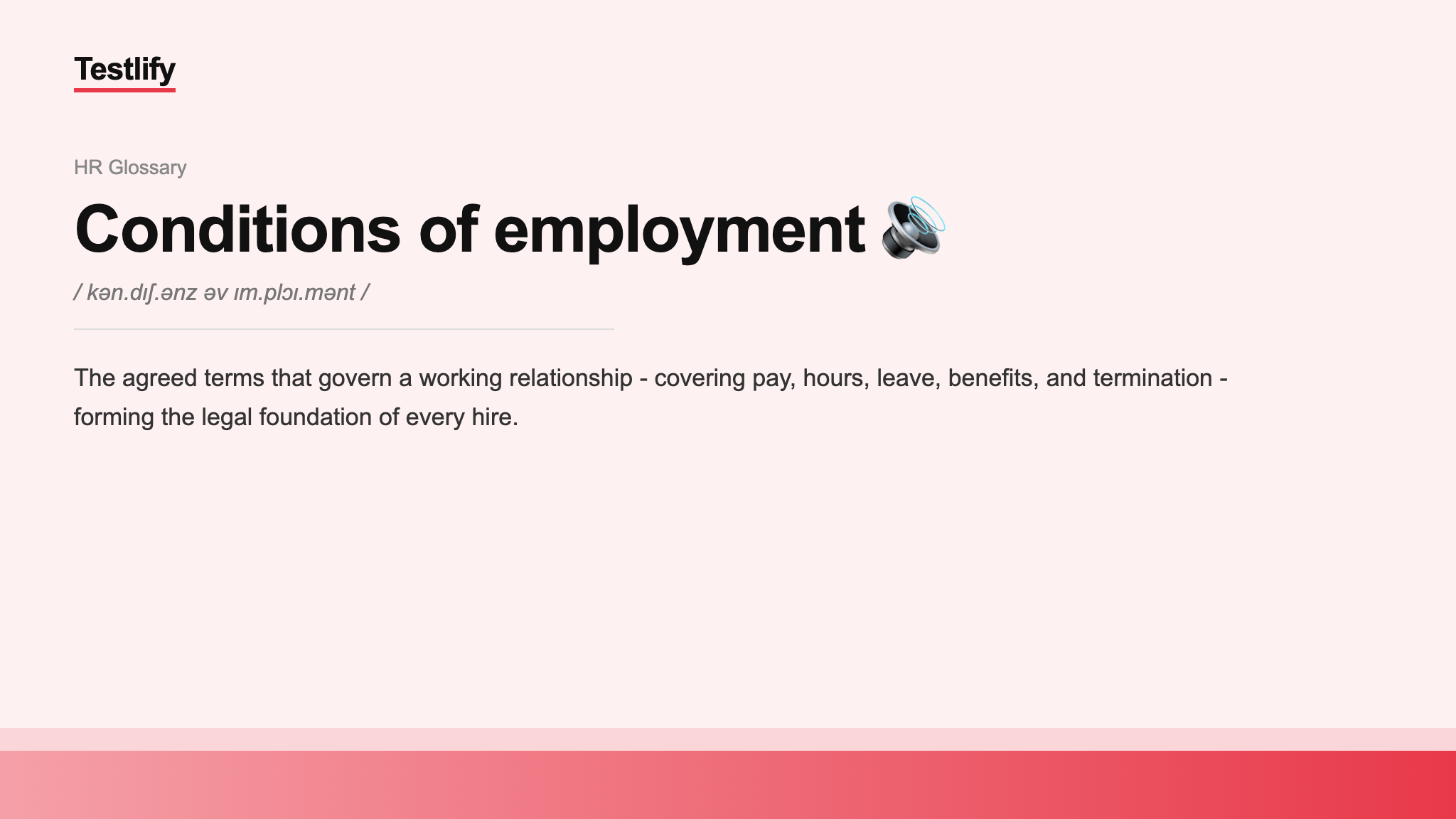 Image showing the meaning of Conditions of employment