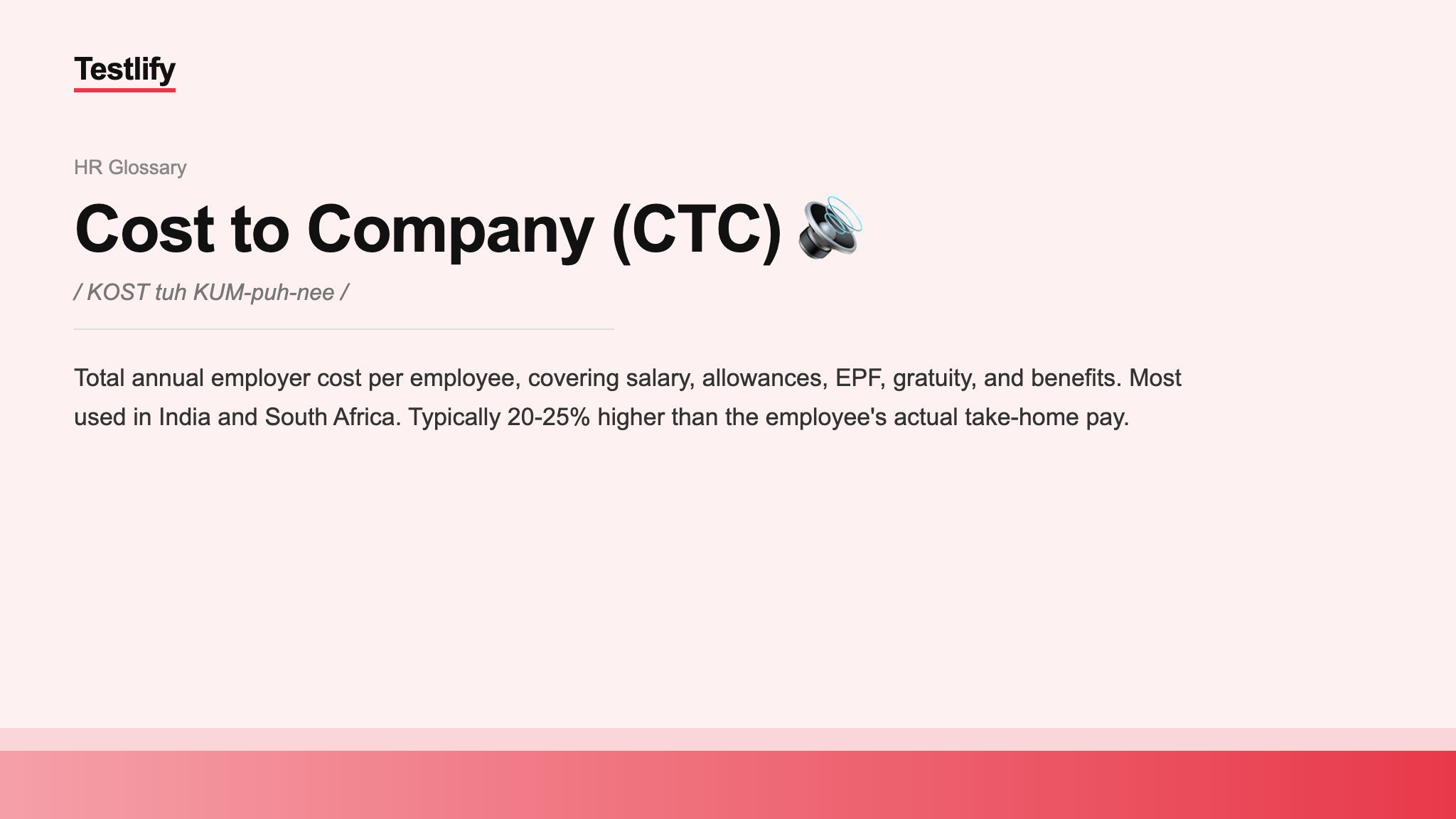 Image showing the meaning of Cost to Company (CTC)