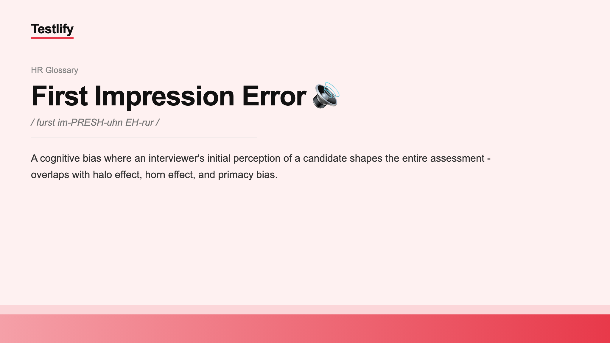 Image showing the meaning of First Impression Error