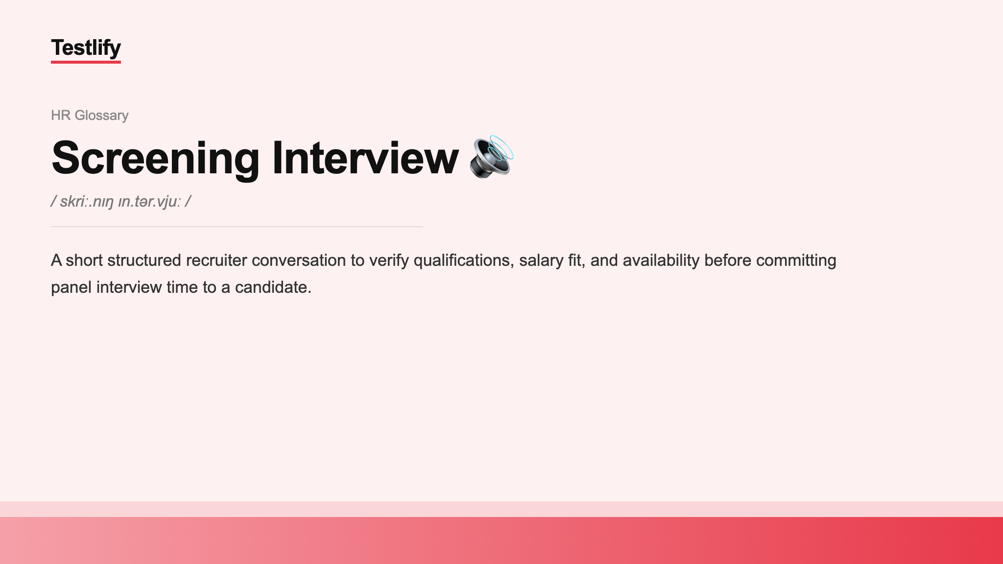 Image showing the meaning of Screening Interview