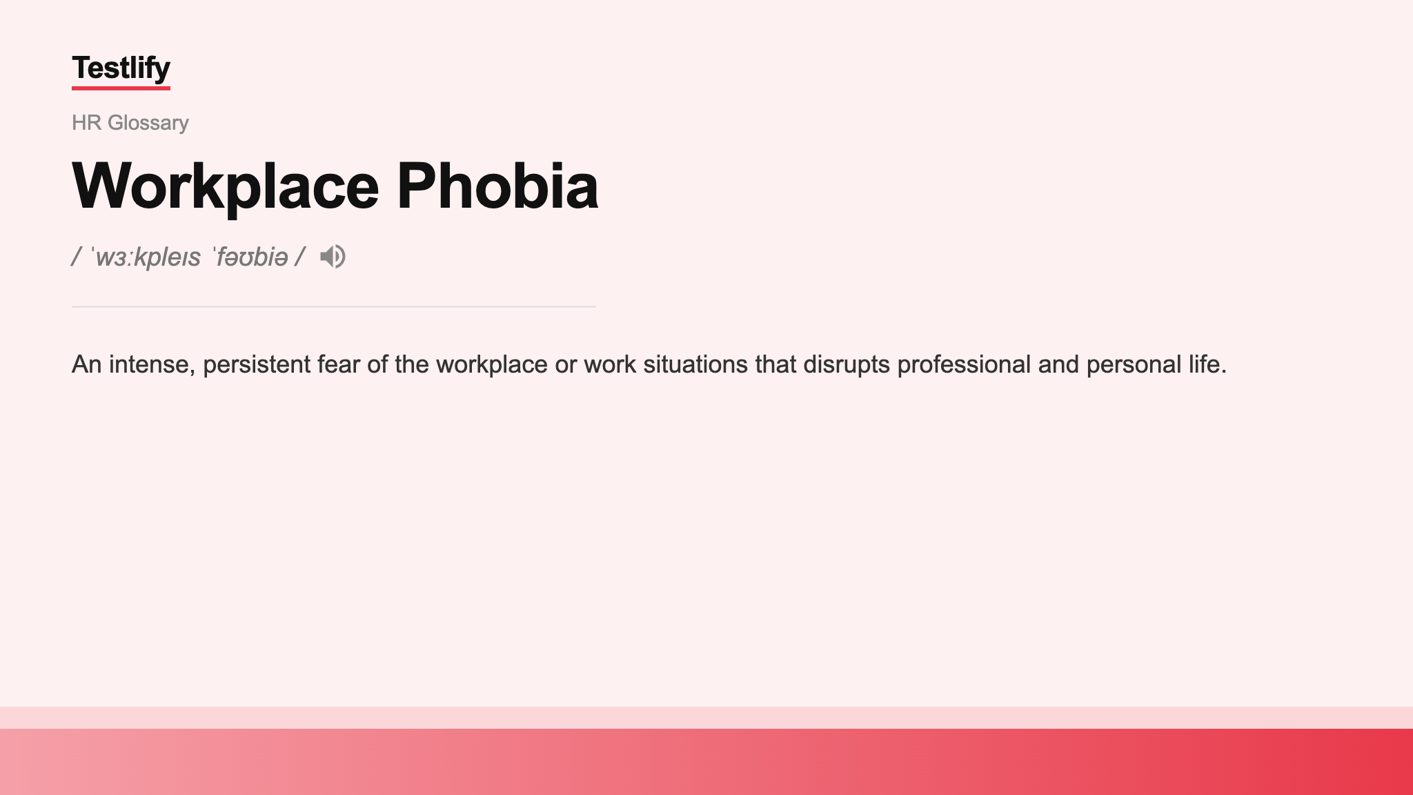 Image showing the meaning of Workplace Phobia