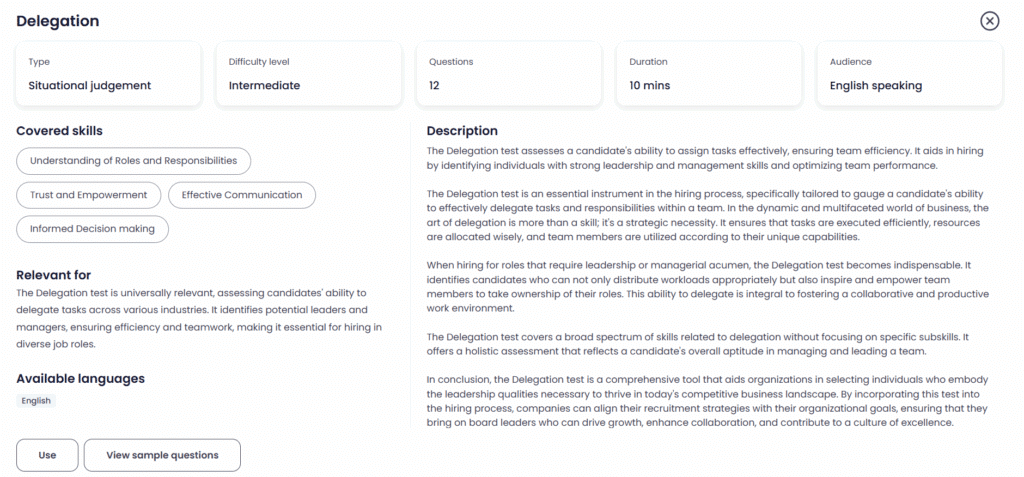 Delegation skills test