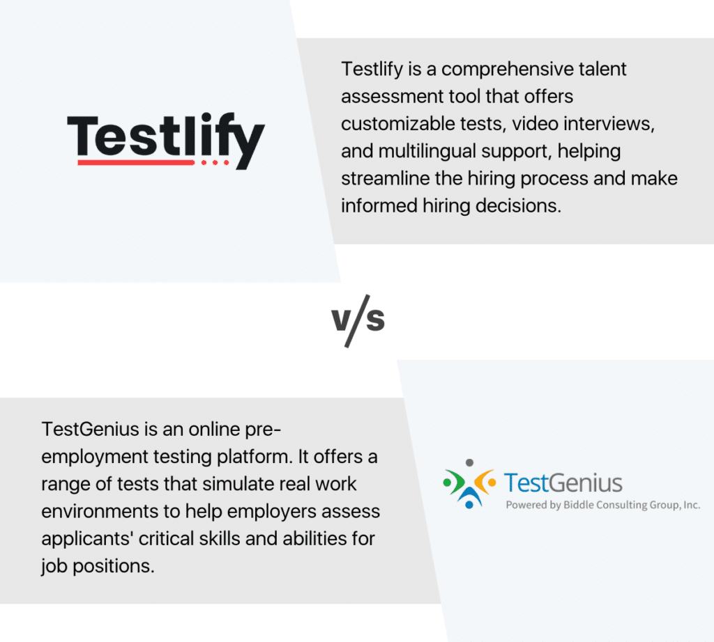 Testlify vs TestGenius 2023 comparison