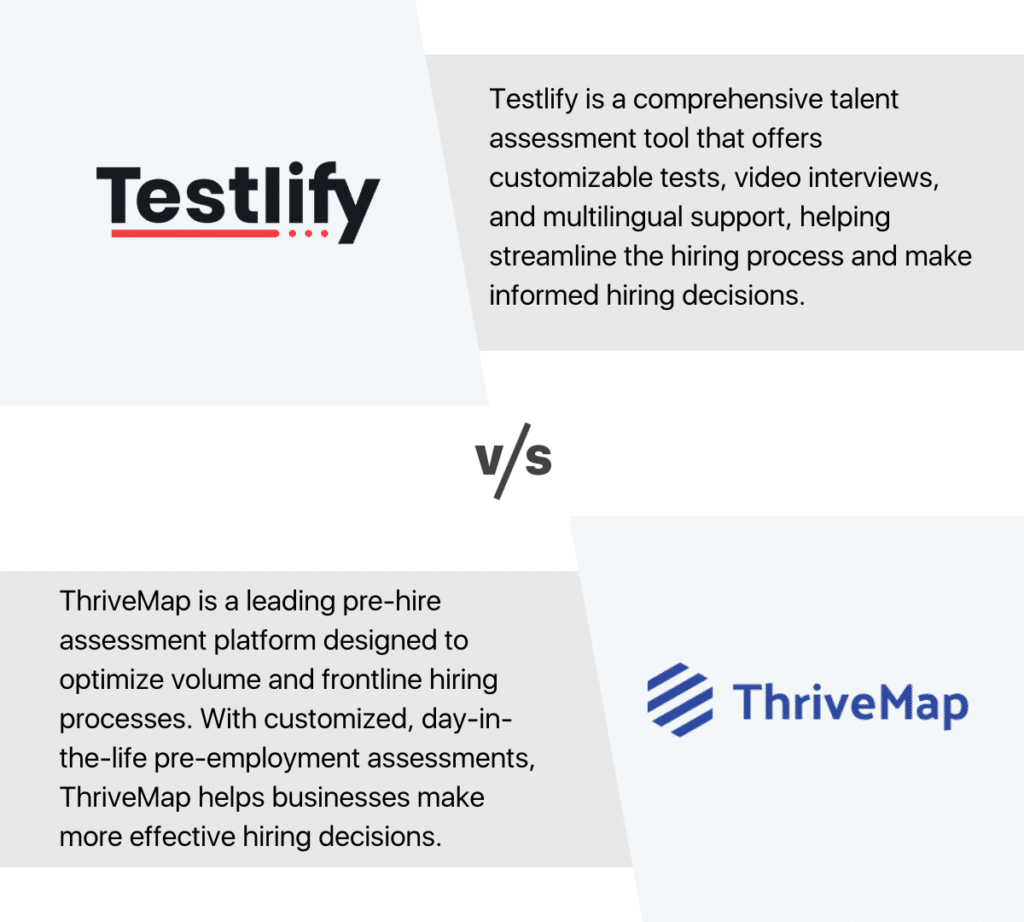 Testlify vs ThriveMap 2023 comparison