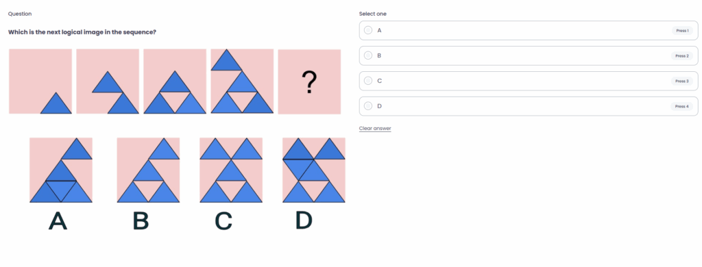 Sample abstract reasoning test from Testlify