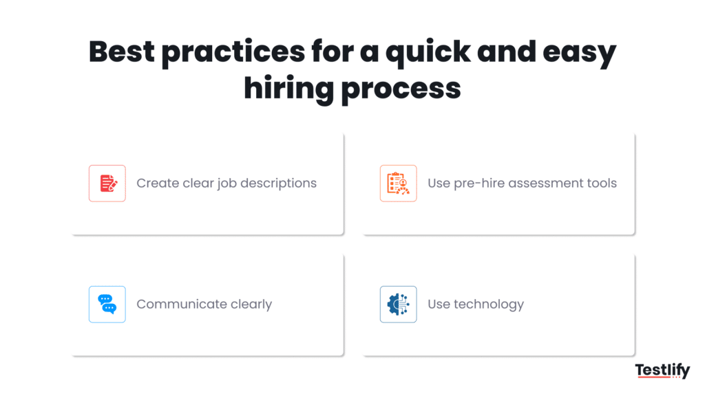 Infographic for tips and best practices for a quick and easy hiring process