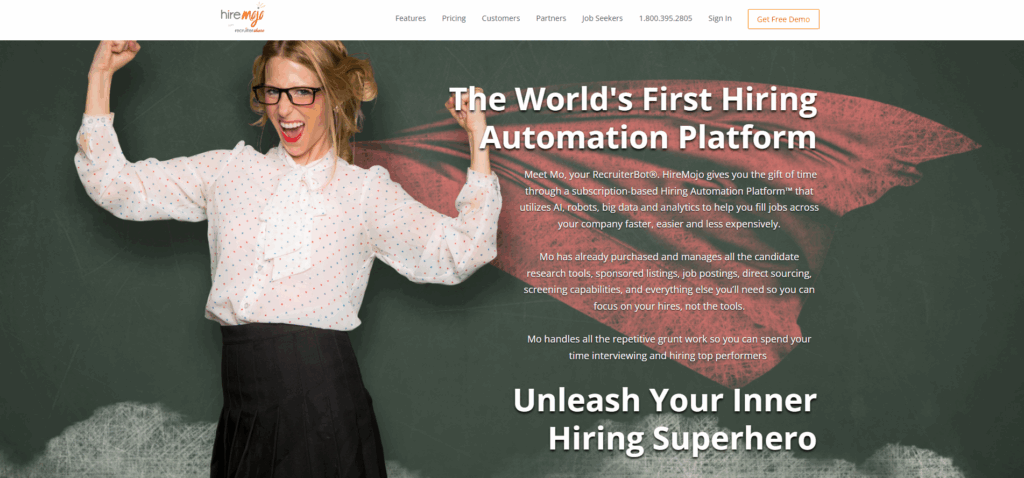 Image of Hiremojo homepage which is one of the best Talogy alternatives